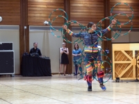 Hoop dancer Émilie McKinney of Notre-Dame-de-Lourdes performs for the opening session, Monday, Sept. 26.