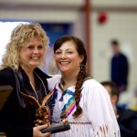 Dawn Wallin, recipient of the Migizii Award, with her nominator, Thelma Nice.