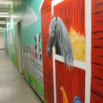 View of corridor, mural.