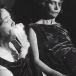 old photo of mysterious smoke coming from woman's mouth