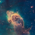 A pillar of gas in the Carina Nebula is bathed in the light of hot, massive stars. Radiation and fast winds from the stars sculpt the pillar and cause new star formation within it. Credit: NASA, ESA, and the Hubble SM4 ERO Team