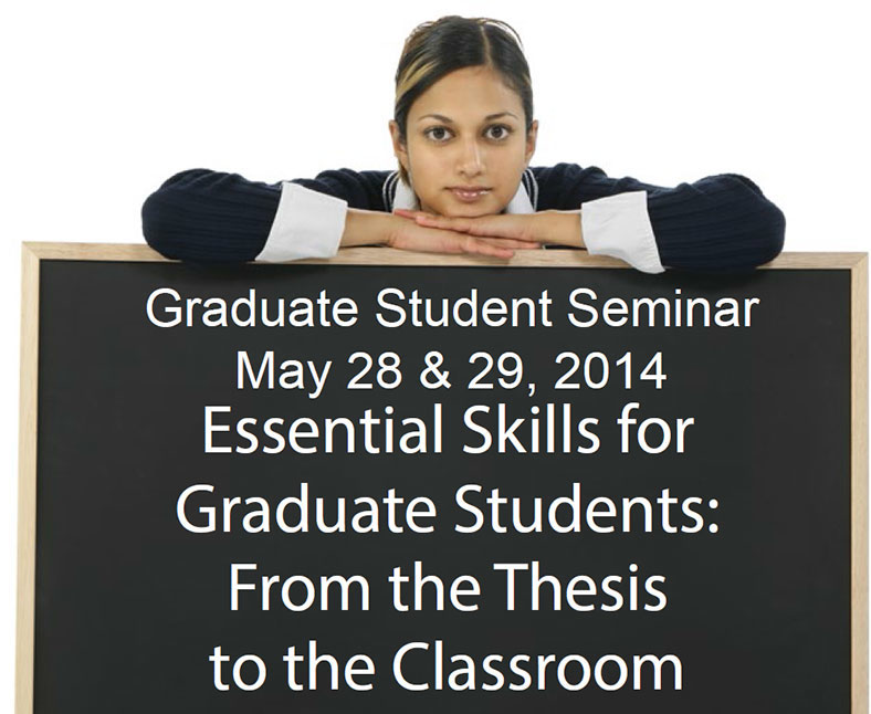 a gilr leans on a chalkboard advertising a seminar