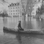 During the great flood of 1950, it was easier to get around the University of Manitoba campus in a canoe?