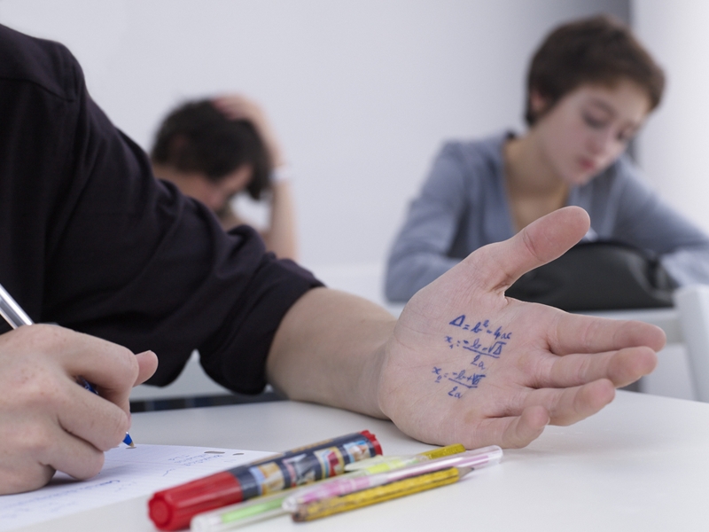 Student cheats on test.