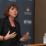 Kimberly Prost speaking at the U of M / Photo: Mike Latschislaw