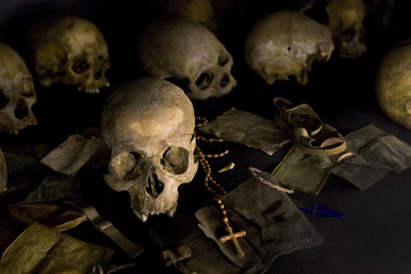 Skulls in Rwanda show teh horrors of the 1994 genocide. Photo by Steve Evans, Flickr