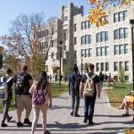 students walking on campus