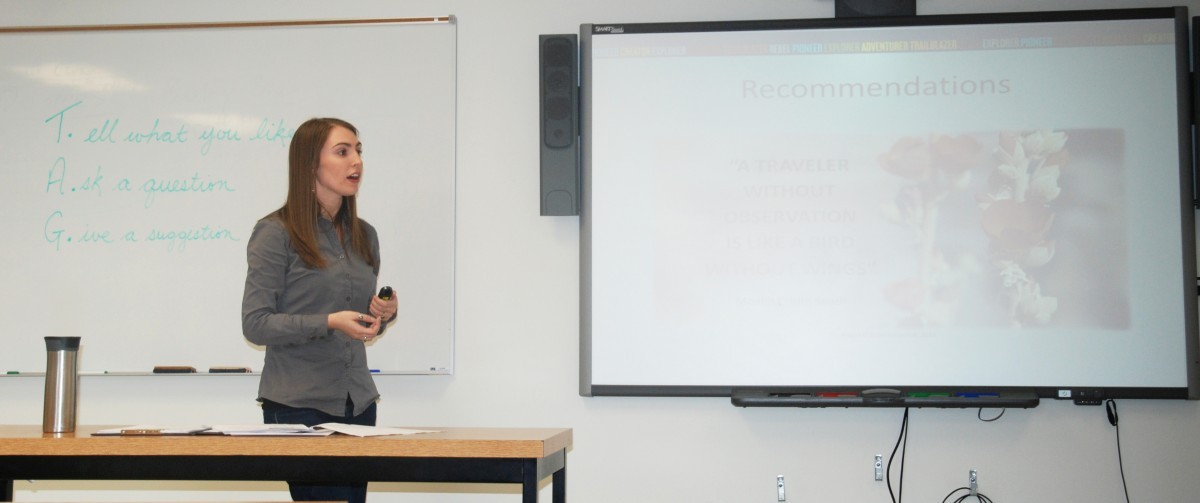 Angela O'Brien-Klewchuk spoke about teacher candidates crossing borders.