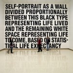 Micah Lexier, Self-portrait as a Wall Text, 1998, vinyl on existing wall, 6.1 x 8.53 m, installation view at the Owens Art Gallery, Sackville, 2007. Photo: Roger Smith, courtesy of the Owens Art Gallery, Sackville and Birch Contemporary, Toronto