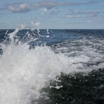 Water in lake splashing up