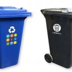 New labels for recycline and trash bins