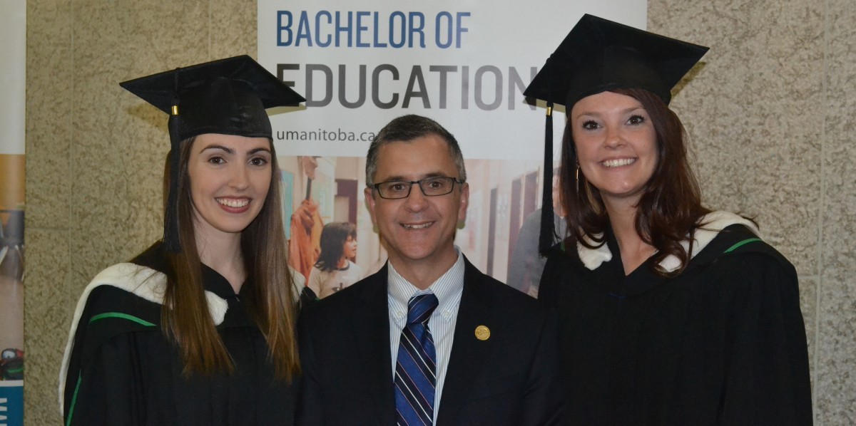Graduate award winners 2015 with dean David Mandzuk.