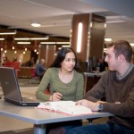 Students working in the Elizabeth Dafoe Library