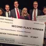 Asper MBA case competition team accepts cheque at Molson International MBA Case Competition