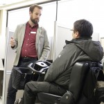 Assistive Technologist Jeff Buhse, speaking with a student in the new Assistive Technology Lab