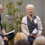 Katherine Cullihall and Harvey Chochinov speaking at a panel discussion on palliative care