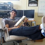 Ahmad Byagowi grinning with the satellite