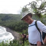 Sid Leggett checks out rocks on Big Island Hawaii.