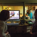Lobchuk in the CAre Lab observation room at Grace Hospital with Wu. // Photo by Adam Dolman
