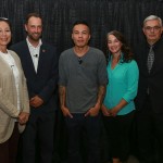 The 2016 season of Visionary Conversations launched with a panel discussion on Reconciliation. (Left to right: Tina Keeper, Ry Moran, Lenard Monkman, Nahanni Fontaine, moderated by President David Barnard)