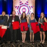 (Left – right) Julie Desrochers, Kyle Monkman, Alex Hosfield, April Wilson, Emma Gillespie, Kailey Atkinson, Christian Toupin at the Manitoba Aboriginal Youth Achievement Awards.