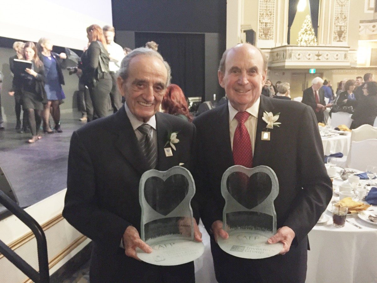 Arthur Mauro and Harvey Secter received awards at the Manitoba Philanthropy Day, November 18, 2016