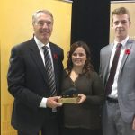 (L-R) Gerry Price, Katrine Levesque, an engineering student and student leader in the ENGAP program, and Peter Logan, an engineering student who has participated in Price Industries' summer hiring program.