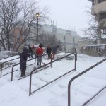 Shovelling snow at University Centre