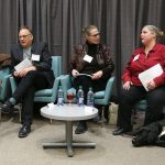 (L-R) The Visionary Conversations panel Yutta Fricke, Richard Milgrom, Michelle Porter and Tanis Woodland on Dec. 8, 2016. Photo by Mike Latschislaw.