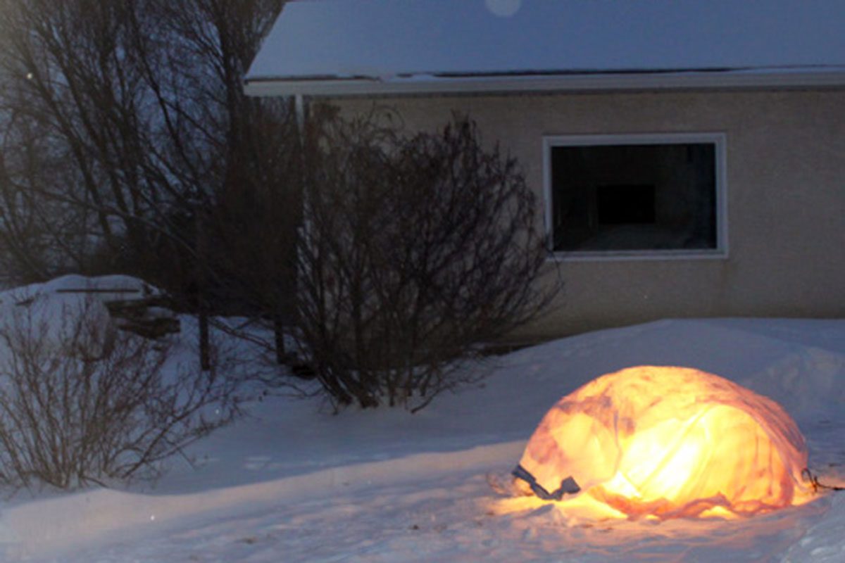 Julie Kusyk and Andrew Lewthwaite encourage getting creative with snow forts, like by adding lights. // Photo supplied by Julie Kusyk