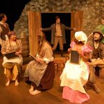 Paul Duncan as Manus, Melanee Deschambeault as Bridget, Becky Zacharias as Sarah, Glorya Thompson as Maire, Ian Bastin as Hugh, Sherab Rabzyor Yolmo as Jimmy and Patrick Bellemare as Doalty IN "TRANSLATIONS" // PHOTO CREDIT: BLACK HOLE THEATRE COMPANY