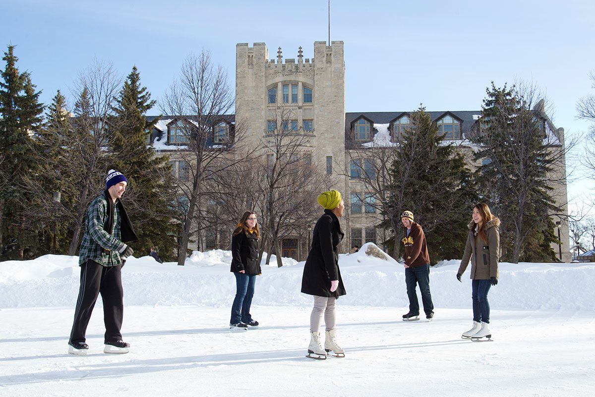 Skating on Fort Garry campus.