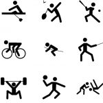 stick figures playing various sports