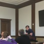 Steve Lecce answers questions during the political studies lecture series