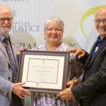 Yvonne Pompana, Helen Mann award recipient, with Jim Mulvale, Dean & Michael Hart, award nominator