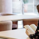 A student reads a book.