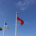 The Pride flag on Fort Garry campus in 2016.