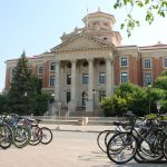 Bike racks on campus.