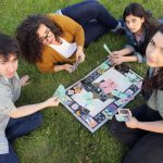 Alumni Elliot Lazar (at left), Julie Lumsden (at right) and Anjali Sandhu (second from right) // Photo from "The Trump Card" courtesy: District Theatre Collective.