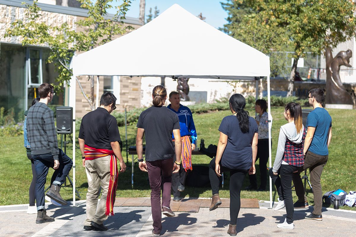 Métis jigging lesson at the 2016 Indigenous Orientation.