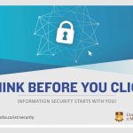 Image of a lock with text Think Before You Click