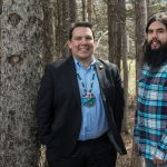 Native studies prof Niigaan Sinclair with master’s student Naithan Lagace. // Photo by David Lipnowski