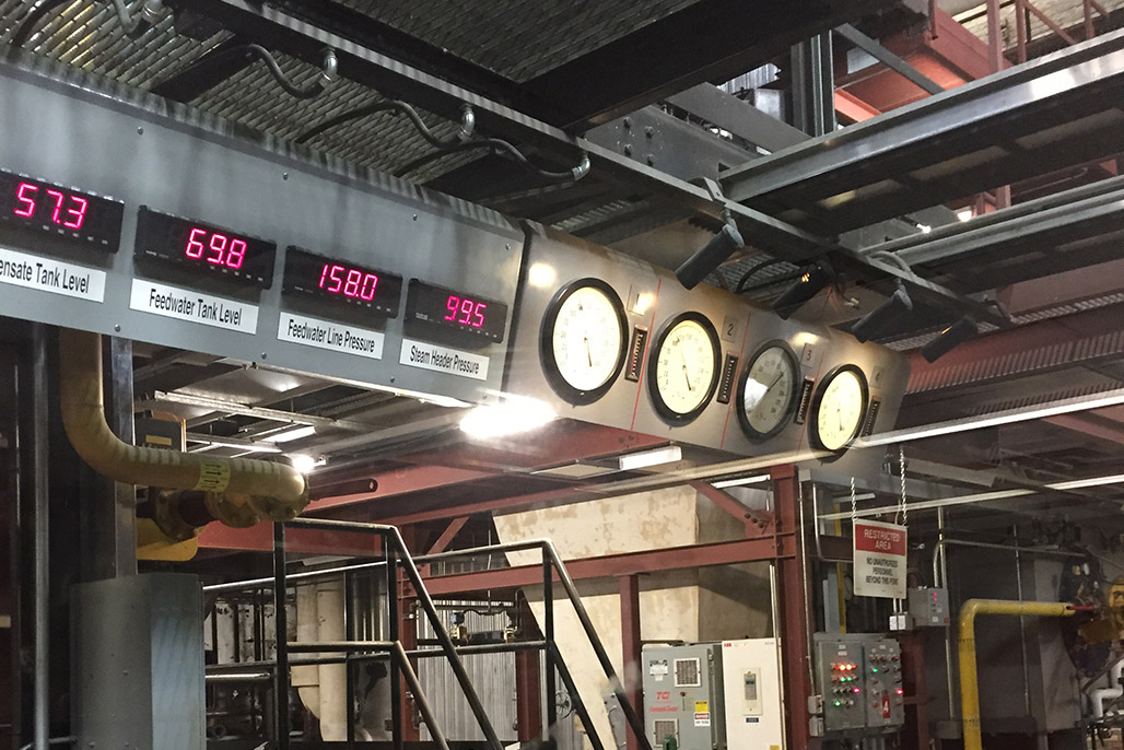 The boiler room in the Central Energy Plant // Photo by Mike Latchislaw