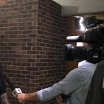 CBC Radio-Canada producer, Rémi Authier interviews one of the students taking the Français juridique class at Robson Hall.