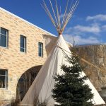 A teepee outside of Migizii Agamik – Bald Eagle Lodge at the Fort Garry Campus.