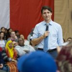 Prime Minister Justin Trudeau at the Jan. 31, 2018 town hall at the University of Manitoba. // Photo from Mike Latschislaw