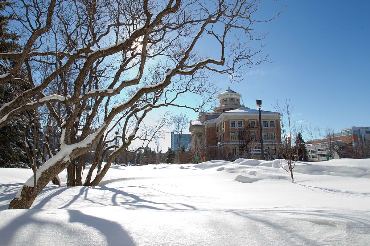 Winter on Fort Garry campus.