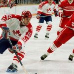 Vaughn Karpan (#19) competes against Russia at the 1988 Calgary Winter Olympics. //Photo from the Canadian Olympic Committee.