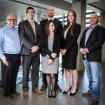 Robson Hall's Negotiation Competition 2018 team (l - r): Bruce Curran (Coach), Alexander Favreau, Erin Evans (Back), Tanci Smart-Carvalho (Front), Kaitlan Buchko, Steven Meltzer (Coach)