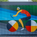 UMCycle mural on Fort Garry Campus by Indigenous artists Dee Barsy and Kenneth Lavallee.